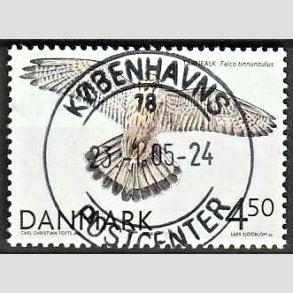 FRIM�RKER DANMARK | 2004 - AFA 1409 - Rovfugle i Danmark - 4,50 Kr. T�rnfalk - Pragt Stemplet