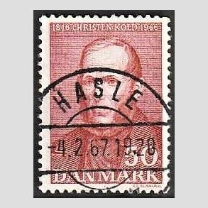 FRIMRKER DANMARK | 1966 - AFA 444 - Christen Kold - 50 re brunrd - Pragt Stemplet Hasle