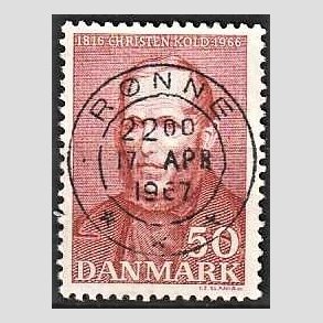 FRIM�RKER DANMARK | 1966 - AFA 444 - Christen Kold - 50 �re brunr�d - Pragt Stemplet R�nne