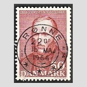 FRIM�RKER DANMARK | 1966 - AFA 444 - Christen Kold - 50 �re brunr�d - Pragt Stemplet