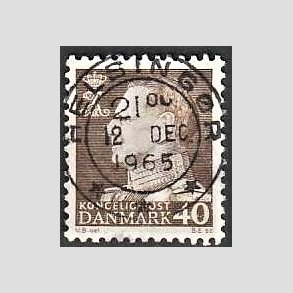 FRIMRKER DANMARK | 1965 - AFA 431 - Fr. IX 40 re brun - Pragt Stemplet Helsingr