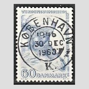 FRIM�RKER DANMARK | 1960 - AFA 388 - WHO - 60 �re bl� - Lux Stemplet