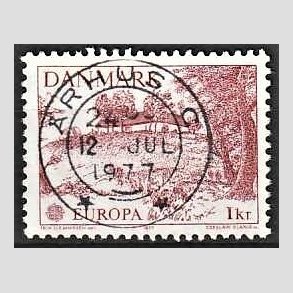 FRIM�RKER DANMARK | 1977 - AFA 635 - Europam�rker - 1,00 Kr. r�d - Pragt Stemplet �rhus C
