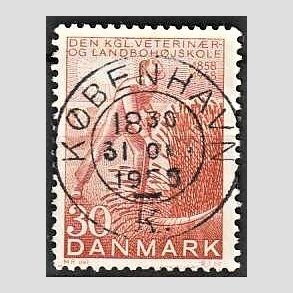FRIM�RKER DANMARK | 1958 - AFA 372 - Landboh�jskolen 100 �r - 30 �re r�d - Pragt Stemplet