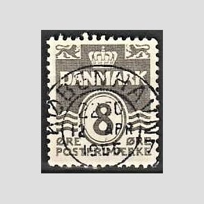 FRIM�RKER DANMARK | 1937-40 - AFA 201a - B�lgelinie 8 �re gr� - Pragt Stemplet