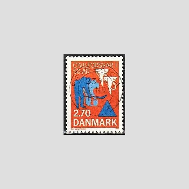 FRIMRKER DANMARK | 1988 - AFA 908 - Civilforsvaret 50 r. - 2,70 Kr. orange/bl - Pragt Stemplet Fredericia