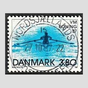 FRIM�RKER DANMARK | 1987 - AFA 887 - WM i roning - 3,80 Kr. bl� - Pragt Stemplet