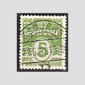 FRIM�RKER DANMARK | 1930 - AFA 183 - B�lgelinie 5 �re lysgr�n - Lux Stemplet Esbjerg