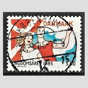 FRIM�RKER DANMARK | 1985 - AFA 828 - Ungdoms�r - 3,80 Kr. flerfarvet - Pragt Stemplet