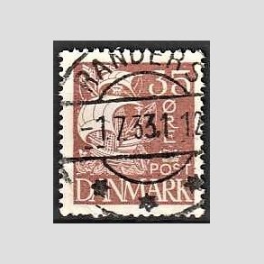 FRIM�RKER DANMARK | 1927 - AFA 173 - Karavel 35 �re brunr�d - Lux Stemplet Randers