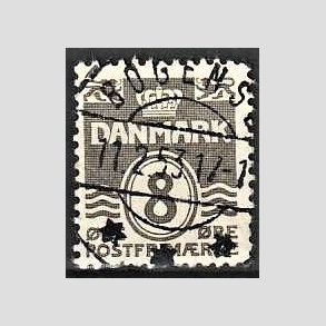 FRIM�RKER DANMARK | 1937-40 - AFA 201a - B�lgelinie 8 �re gr� - Pragt Stemplet