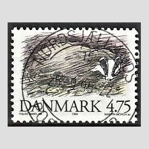 FRIM�RKER DANMARK | 1994 - AFA 1077 - Truede danske dyr - 4,75 Kr. Gr�vling - Pragt Stemplet