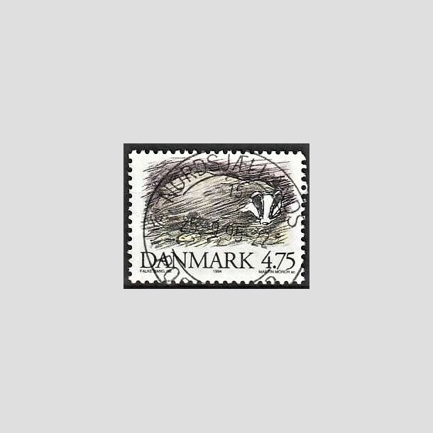 FRIMRKER DANMARK | 1994 - AFA 1077 - Truede danske dyr - 4,75 Kr. Grvling - Pragt Stemplet