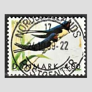 FRIM�RKER DANMARK | 1999 - AFA 1222 - Danske tr�kfugle - 4,00 Kr. landsvaler - Pragt Stemplet