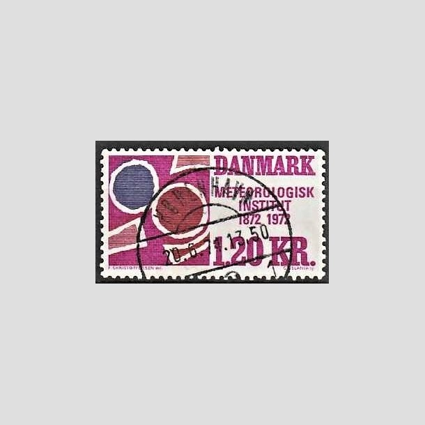 FRIMRKER DANMARK | 1972 - AFA 523 - Meterologisk Institut 100 r - 1,20 Kr. rdviolet/rdbrun/bl - Lux Stemplet