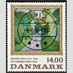 FRIMRKER DANMARK | 1991 - AFA 1006 - Edvard Weie - 14,00 Kr. flerfarvet - Pragt Stemplet Lemvig