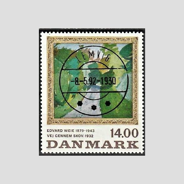 FRIMRKER DANMARK | 1991 - AFA 1006 - Edvard Weie - 14,00 Kr. flerfarvet - Pragt Stemplet Lemvig