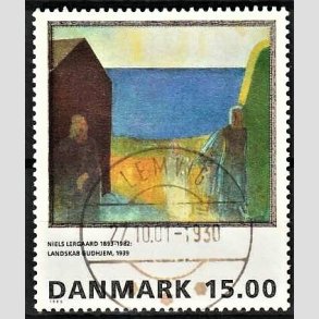 FRIMRKER DANMARK | 1995 - AFA 1100 - Niels Lergaard - 15,00 Kr. flerfarvet - Pragt Stemplet Lemvig