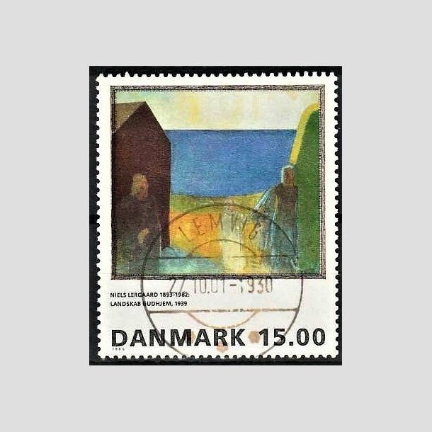 FRIMRKER DANMARK | 1995 - AFA 1100 - Niels Lergaard - 15,00 Kr. flerfarvet - Pragt Stemplet Lemvig