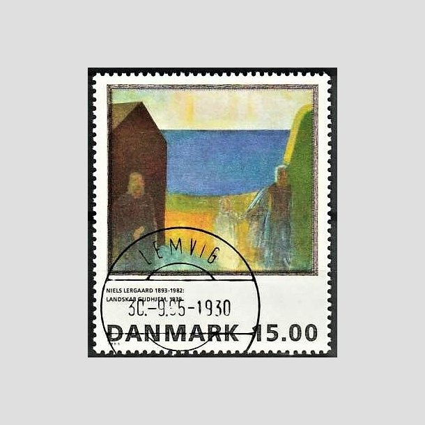 FRIMRKER DANMARK | 1995 - AFA 1100 - Niels Lergaard - 15,00 Kr. flerfarvet - Pragt Stemplet