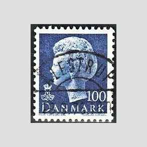 FRIMRKER DANMARK | 1974 - AFA 563 - Dronning Margrethe - 100 re bl - Pragt Stemplet