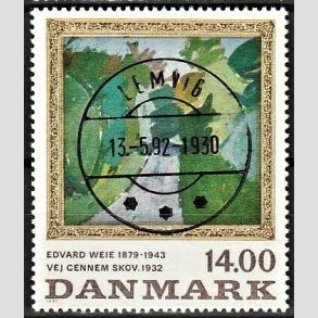 FRIMRKER DANMARK | 1991 - AFA 1006 - Edvard Weie - 14,00 Kr. flerfarvet - Pragt Stemplet Lemvig