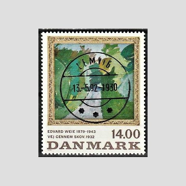 FRIMRKER DANMARK | 1991 - AFA 1006 - Edvard Weie - 14,00 Kr. flerfarvet - Pragt Stemplet Lemvig