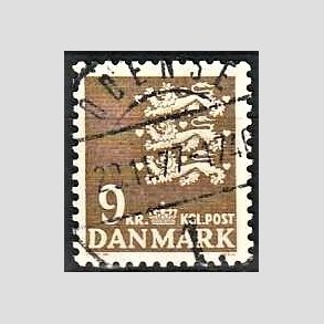 FRIMRKER DANMARK | 1977 - AFA 648 - Rigsvben 9 Kr. olivenbrun - Lux Stemplet