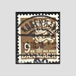 FRIMRKER DANMARK | 1977 - AFA 648 - Rigsvben 9 Kr. olivenbrun - Lux Stemplet