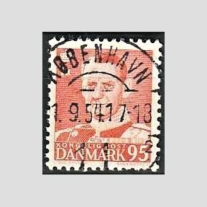FRIMRKER DANMARK | 1952-53 - AFA 343 - Fr. IX 95 re orangerd - Lux Stemplet 