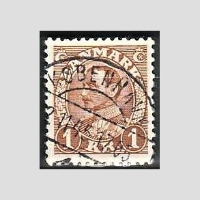 FRIMRKER DANMARK | 1934 - AFA 211 - Chr. X 1 Kr. brun - Lux Stemplet