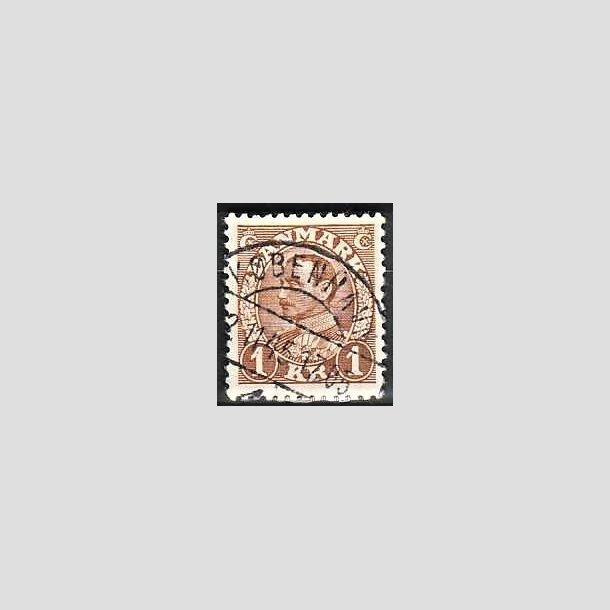 FRIMRKER DANMARK | 1934 - AFA 211 - Chr. X 1 Kr. brun - Lux Stemplet