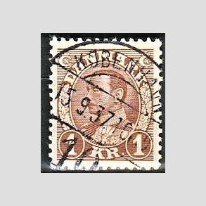 FRIMRKER DANMARK | 1934 - AFA 211 - Chr. X 1 Kr. brun - Lux Stemplet