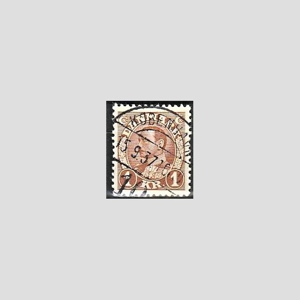 FRIMRKER DANMARK | 1934 - AFA 211 - Chr. X 1 Kr. brun - Lux Stemplet