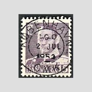 FRIMRKER DANMARK | 1950 - AFA 319a - Fr. IX 15 re lysviolet - Pragt Stemplet