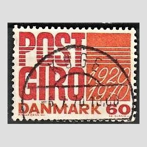FRIMRKER DANMARK | 1970 - AFA 493 - Postgirotjenesten 50 r - 60 re rd/gulorange - Pragt Stemplet Kge