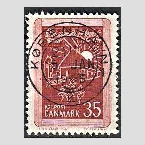 FRIM�RKER DANMARK | 1964 - AFA 423 - Skolev�snet 150 �r - 35 �re r�dbrun - Pragt Stemplet 