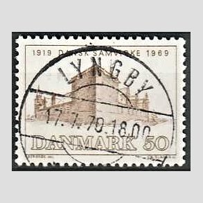 FRIM�RKER DANMARK | 1969 - AFA 483 - Dansk Samvirke 50 �r - 50 �re gr�brun - Pragt Stemplet Lyngby