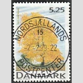 FRIM�RKER DANMARK | 1999 - AFA 1198 - Danske l�vtr�er - 5,25 Kr. flerfarvet - Pragt Stemplet