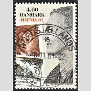 FRIM�RKER DANMARK | 2001 - AFA 1294 - HAFNIA 01 UDSTILLING - 4,00 Kr. flerfarvet - Pragt Stemplet