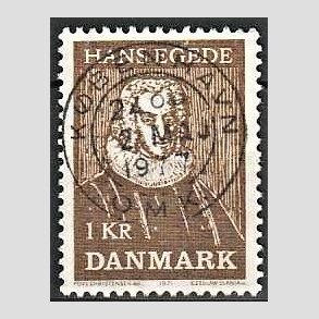 FRIM�RKER DANMARK | 1971 - AFA 513 - Hans Egede - 1,00 Kr, brun - Pragt Stemplet