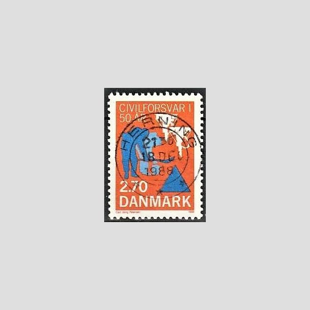 FRIMRKER DANMARK | 1988 - AFA 908 - Civilforsvaret 50 r. - 2,70 Kr. orange/bl - Pragt Stemplet Herning