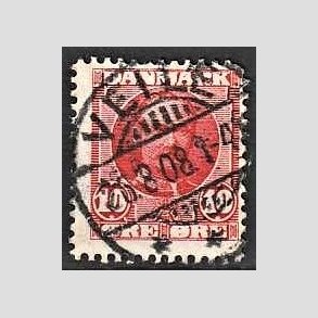 FRIM�RKER DANMARK | 1907 - AFA 55 - Frederik VIII 10 �re r�d - Lux Stemplet