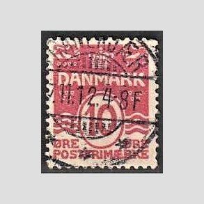 FRIM�RKER DANMARK | 1912 - AFA 65 - B�lgelinie 10 �re karminrosa - Lux Stemplet 