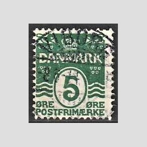 FRIM�RKER DANMARK | 1912 - AFA 64 - B�lgelinie 5 �re m�rkgr�n - Lux Stemplet 