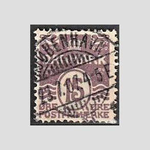 FRIM�RKER DANMARK | 1905-06 - AFA 46 - B�lgelinie 15 �re brunlilla - Lux Stemplet