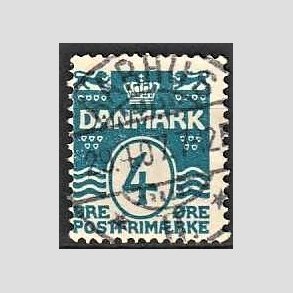 FRIM�RKER DANMARK | 1905-06 - AFA 45 - B�lgelinie 4 �re bl� Krone III - Lux Stemplet