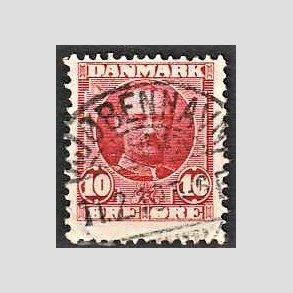 FRIM�RKER DANMARK | 1907 - AFA 55 - Frederik VIII 10 �re r�d - Lux Stemplet