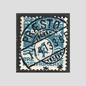 FRIM�RKER DANMARK | 1905-06 - AFA 45 - B�lgelinie 4 �re bl� Krone III - Lux Stemplet Pr�st�