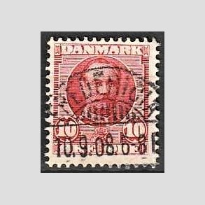 FRIM�RKER DANMARK | 1907 - AFA 55 - Frederik VIII 10 �re r�d - Lux Stemplet